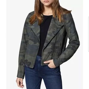 Sanctuary Camo Suede Leather Moto Jacket